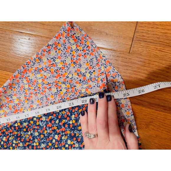 HD in Paris Floral Print Patchwork Lace Up V Neck Top Blouse Women Size 8 - Picture 9 of 9